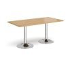Genoa rectangular dining table with chrome trumpet base 1600mm x 800mm oak - GDR1600-C-O