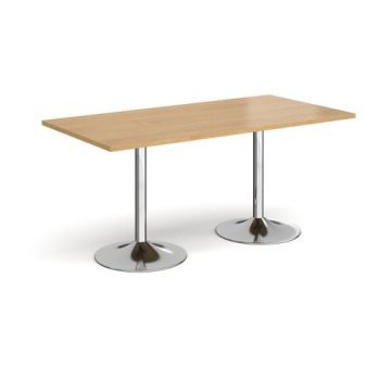 Genoa rectangular dining table with chrome trumpet base 1600mm x 800mm oak - GDR1600-C-O