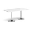 Genoa rectangular dining table with chrome trumpet base 1600mm x 800mm white - GDR1600-C-WH