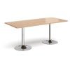 Genoa rectangular dining table with chrome trumpet base 1800mm x 800mm beech - GDR1800-C-B