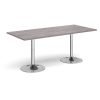 Genoa rectangular dining table with chrome trumpet base 1800mm x 800mm grey oak - GDR1800-C-GO