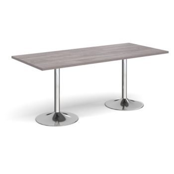 Genoa rectangular dining table with chrome trumpet base 1800mm x 800mm grey oak - GDR1800-C-GO