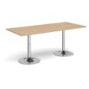 Genoa rectangular dining table with chrome trumpet base 1800mm x 800mm kendal oak - GDR1800-C-KO