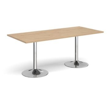 Genoa rectangular dining table with chrome trumpet base 1800mm x 800mm kendal oak - GDR1800-C-KO