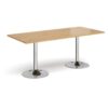 Genoa rectangular dining table with chrome trumpet base 1800mm x 800mm oak - GDR1800-C-O