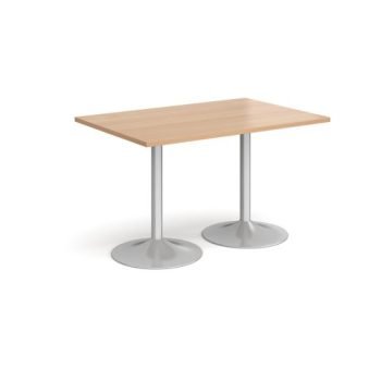 Genoa rectangular dining table with silver trumpet base 1200mm x 800mm beech - GDR1200-S-B