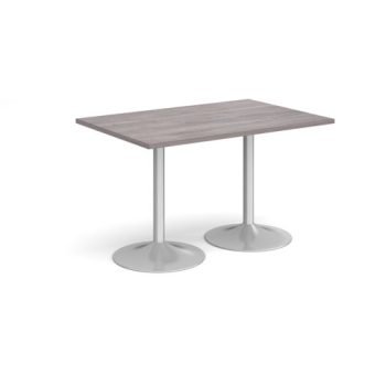 Genoa rectangular dining table with silver trumpet base 1200mm x 800mm grey oak - GDR1200-S-GO