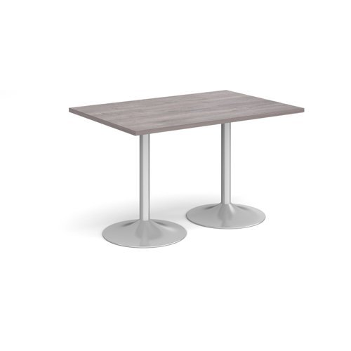 Genoa rectangular dining table with silver trumpet base 1200mm x 800mm grey oak - GDR1200-S-GO