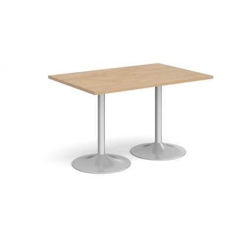 Genoa rectangular dining table with silver trumpet base 1200mm x 800mm kendal oak - GDR1200-S-KO