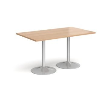 Genoa rectangular dining table with silver trumpet base 1400mm x 800mm beech - GDR1400-S-B