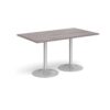 Genoa rectangular dining table with silver trumpet base 1400mm x 800mm grey oak - GDR1400-S-GO