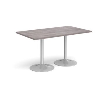Genoa rectangular dining table with silver trumpet base 1400mm x 800mm grey oak - GDR1400-S-GO