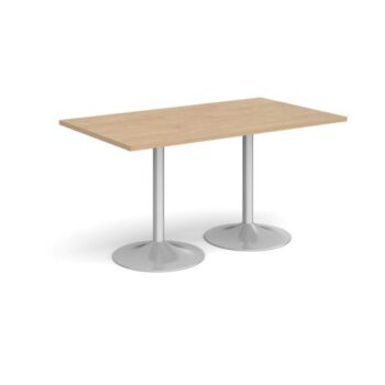 Genoa rectangular dining table with silver trumpet base 1400mm x 800mm kendal oak - GDR1400-S-KO