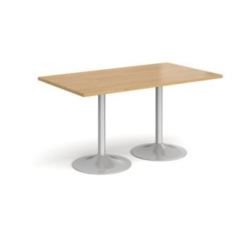 Genoa rectangular dining table with silver trumpet base 1400mm x 800mm oak - GDR1400-S-O