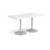 Genoa rectangular dining table with silver trumpet base 1400mm x 800mm white - GDR1400-S-WH