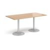 Genoa rectangular dining table with silver trumpet base 1600mm x 800mm beech - GDR1600-S-B
