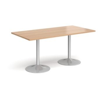 Genoa rectangular dining table with silver trumpet base 1600mm x 800mm beech - GDR1600-S-B