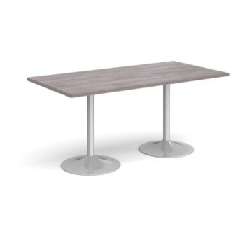 Genoa rectangular dining table with silver trumpet base 1600mm x 800mm grey oak - GDR1600-S-GO