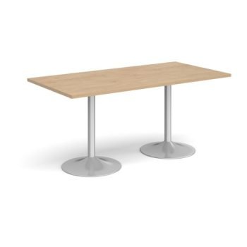 Genoa rectangular dining table with silver trumpet base 1600mm x 800mm kendal oak - GDR1600-S-KO