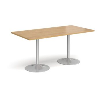 Genoa rectangular dining table with silver trumpet base 1600mm x 800mm oak - GDR1600-S-O
