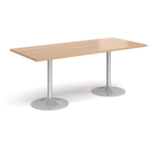 Genoa rectangular dining table with silver trumpet base 1800mm x 800mm beech - GDR1800-S-B