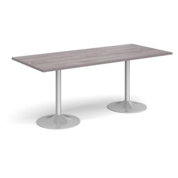 Genoa rectangular dining table with silver trumpet base 1800mm x 800mm grey oak - GDR1800-S-GO