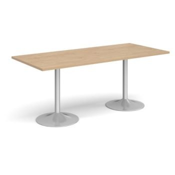 Genoa rectangular dining table with silver trumpet base 1800mm x 800mm kendal oak - GDR1800-S-KO