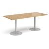 Genoa rectangular dining table with silver trumpet base 1800mm x 800mm oak - GDR1800-S-O