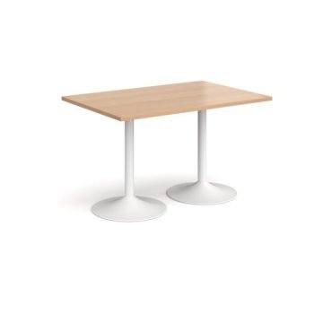 Genoa rectangular dining table with white trumpet base 1200mm x 800mm beech - GDR1200-WH-B