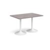 Genoa rectangular dining table with white trumpet base 1200mm x 800mm grey oak - GDR1200-WH-GO