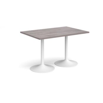Genoa rectangular dining table with white trumpet base 1200mm x 800mm grey oak - GDR1200-WH-GO