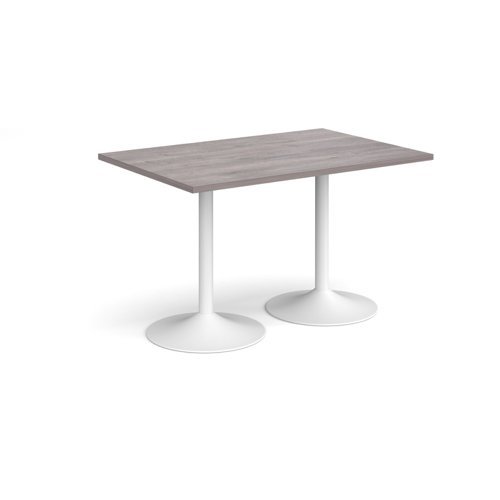 Genoa rectangular dining table with white trumpet base 1200mm x 800mm grey oak - GDR1200-WH-GO