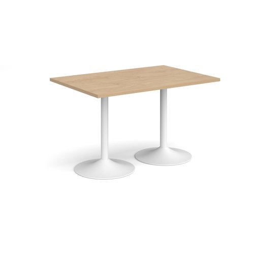 Genoa rectangular dining table with white trumpet base 1200mm x 800mm kendal oak - GDR1200-WH-KO