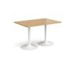 Genoa rectangular dining table with white trumpet base 1200mm x 800mm oak - GDR1200-WH-O