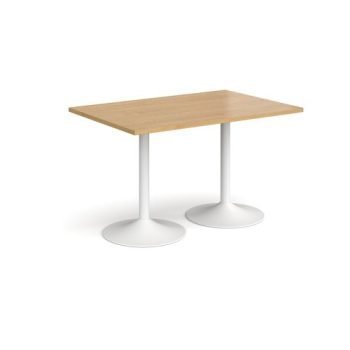 Genoa rectangular dining table with white trumpet base 1200mm x 800mm oak - GDR1200-WH-O