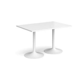 Genoa rectangular dining table with white trumpet base 1200mm x 800mm white - GDR1200-WH-WH