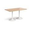 Genoa rectangular dining table with white trumpet base 1400mm x 800mm beech - GDR1400-WH-B