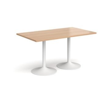 Genoa rectangular dining table with white trumpet base 1400mm x 800mm beech - GDR1400-WH-B