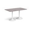 Genoa rectangular dining table with white trumpet base 1400mm x 800mm grey oak - GDR1400-WH-GO