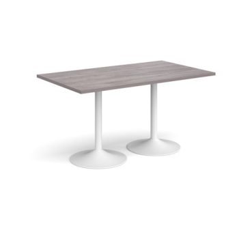 Genoa rectangular dining table with white trumpet base 1400mm x 800mm grey oak - GDR1400-WH-GO