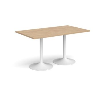 Genoa rectangular dining table with white trumpet base 1400mm x 800mm kendal oak - GDR1400-WH-KO