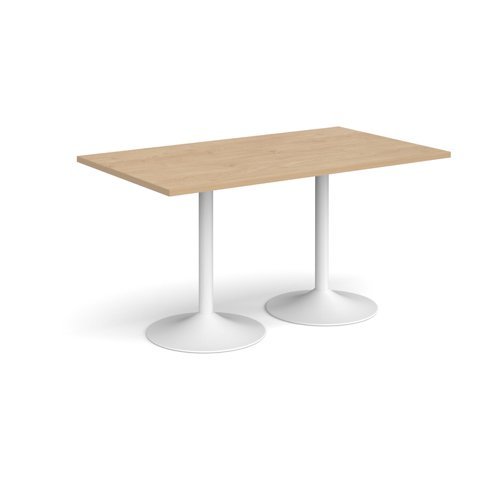 Genoa rectangular dining table with white trumpet base 1400mm x 800mm kendal oak - GDR1400-WH-KO