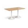 Genoa rectangular dining table with white trumpet base 1400mm x 800mm oak - GDR1400-WH-O