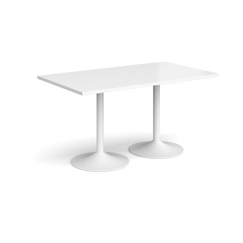 Genoa rectangular dining table with white trumpet base 1400mm x 800mm white - GDR1400-WH-WH