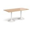 Genoa rectangular dining table with white trumpet base 1600mm x 800mm beech - GDR1600-WH-B
