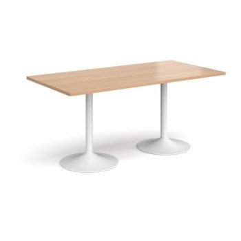 Genoa rectangular dining table with white trumpet base 1600mm x 800mm beech - GDR1600-WH-B