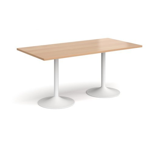 Genoa rectangular dining table with white trumpet base 1600mm x 800mm beech - GDR1600-WH-B