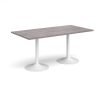 Genoa rectangular dining table with white trumpet base 1600mm x 800mm grey oak - GDR1600-WH-GO