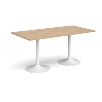Genoa rectangular dining table with white trumpet base 1600mm x 800mm kendal oak - GDR1600-WH-KO