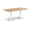 Genoa rectangular dining table with white trumpet base 1600mm x 800mm oak - GDR1600-WH-O